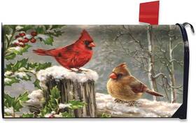 Harooni 445006797753 Winter Cardinal Birds Mailbox Cover Holly Berry Branches Snow Covers Wi