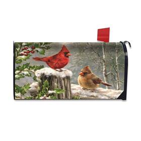 Harooni 911958311053 Winter Cardinal Birds Mailbox Cover Holly Berry Branches Snow Covers