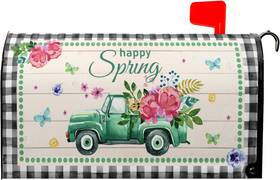 Pqfpqf24011188algui7 Harooni Happy Spring Truck Mailbox Cover Rustic Flowers Covers Magnetic L