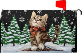 Pqfpqf2408078825gb7g Harooni Hello Winter Cat Mailbox Cover Magnetic Standard Size 21 Inch X18 Merry Christmas Ca
