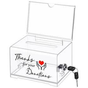 Yof-havawish-327 Havawish Clear Donation Box With Lock 6.3 X 4.72 3.94 Inches Acrylic Storage Co