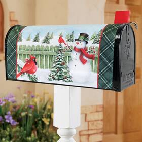 73561 Hdfl Festive Christmas Frosty Snowman And Winter Friends Magnetic Mailbox Cover