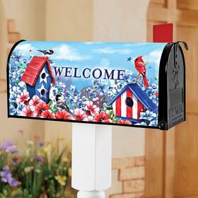 75297 Hdfl Patriotic Welcome Floral Birdhouse Double-sided July 4th Magnetic Mailbox Cover