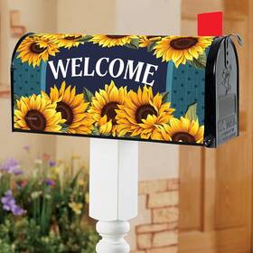 75917 Hdfl Welcome Yellow Sunflower Floral Double-sided Magnetic Mailbox Cover Standard