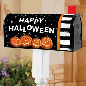 75918 Hdfl Happy Halloween Pumpkin Jack Oft Lantern Double-sided Magnetic Mailbox Cover