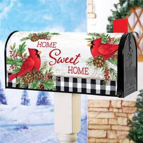 75922 Hdfl Home Sweet Festive Winter Cardinal And Pinecones Magnetic Mailbox Cover