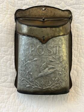 1497668 Hobby Lobby Galvanized Steel Wall Mailbox Silver Floral Bird Embossed 13x8.5 In