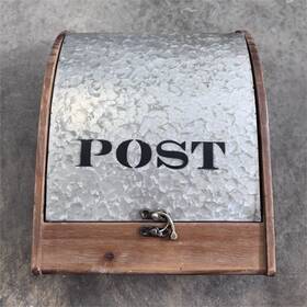 Hobby Lobby 93120 Vintage Wall Mounted Mailbox Wood/metal Brown Silver Matte