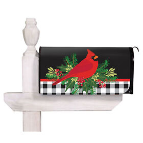 56746 Holiday Cardinal Plaid Border Mailbox Cover