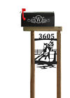 Horse151 Horses-equestrian Rodeo Post- Horse Cedar Log Performance Mailbox