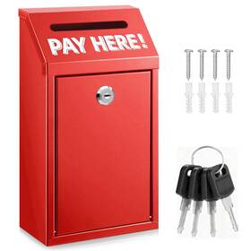 Hualleko 602397375565 Cash Money Box With Slot 10.2in Metal Donation Lock For Depos