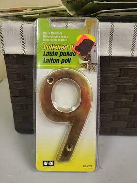 Br-42pb Hy-ko Br-42pb/9 Prestige House Number 9 Polished Brass 4 Inch High
