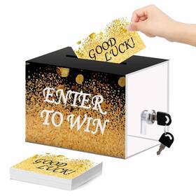 Idealmuzik 799793023692 Acrylic Ballot Box With Lock 1 Raffle 100pcs Enter To Win Raffles Ca