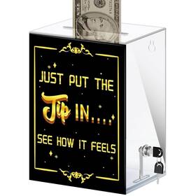 Idealmuzik 799793024200 Acrylic Tip Box Wall Mounted Cash Drop With Lock Large Money Container