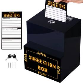 Idealmuzik 799793024217 Wall Mounted Acrylic Comment Box With Lock And Pocket Cash Drop 45