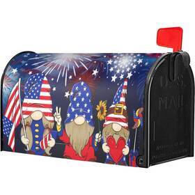 Identiy 700490734422 Cute Usa Gnome With Fireworks Mailbox Covers Magnetic Standard Size