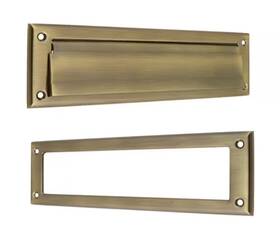 22120-005 Idh By St. Simons Solid Brass Mail Slot Antique Front Door Hardware Set And Back Plate