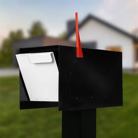 Ilyapa 840013435112 Tab Design Mailbox Black And White Powder Coated Steel Heavy Duty Curbside Wel