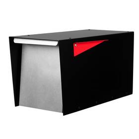 Ilyapa 840013439103 Modern Mailbox For Post Mount - Black With Gray Door Heavy Duty Powder Coated