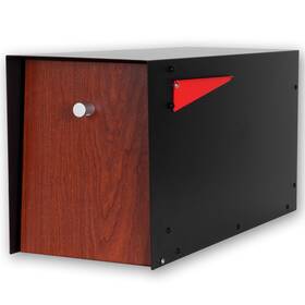 Ilyapa 840013440468 Post Mount Modern Mailbox - Black Exterior Powder Coated And Hydro Print Redwoo