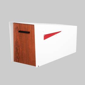 Ilyapa 840013442790 Modern Mailbox With Angle Design Post Mount - White Metal Wood Door