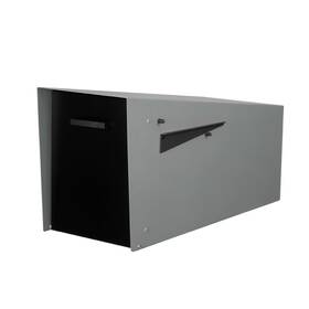 Ilyapa 840013442806 Modern Mailbox With Angle Design Post Mount - Gray Powder Coated Metal Mailbo