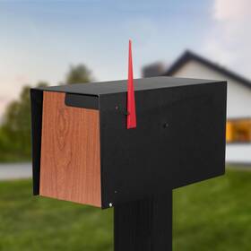 Ilyapa 840013443667 Modern Mailbox Post Mount - 21x8x10 Inch Black Mailboxes For Ou