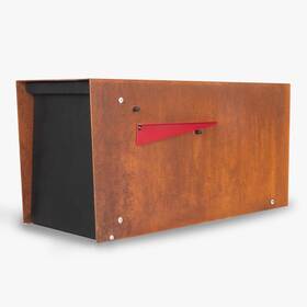 Ilyapa 840013445036 Modern Mailbox Post Mount Corten Steel Rusted Finish Black Powder Coated Door