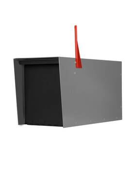 Ilyapa 840013445173 Modern Mailbox For Post Mount - Gray With Black Door Powder Coated Steel Parcel