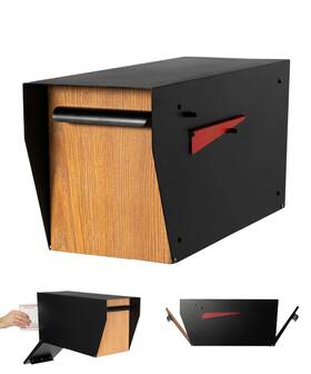 Ilyapa 840013445654 Black Modern Mailbox Post Mount Mailboxes For Outside Powder Coated St