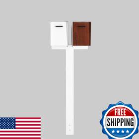 B0d6szqzpt Ilyapa Double Mailbox Post For Outside - 43x4x4 Inch White Metal Dual Mailboxes
