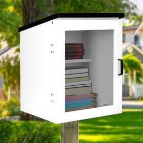 Ilyapa Il-mlitlib2-wh Outdoor Library Book Box - Literature Exchange Kit White Steel Post Mount