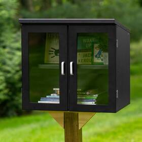 Il-mlitlib3-bk Ilyapa Outdoor Library Book Box Literature Exchange Kit Black Steel 20x14x19 Post Mount