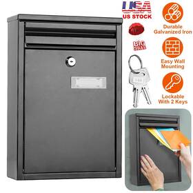 Inova 731716347867 Wall Mount Mail Box Heavy Duty Galvanized Steel Rust Resist Mailbox With Lock &key