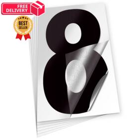 Denm8blk10in Isyfix Black Vinyl Number 8 Eight Stickers - 6 Pack 10 Inch