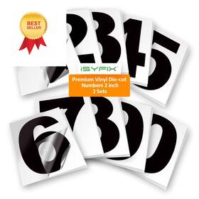 Denmb2in Isyfix Black Vinyl Numbers Stickers 2 Inch Self Adhesive