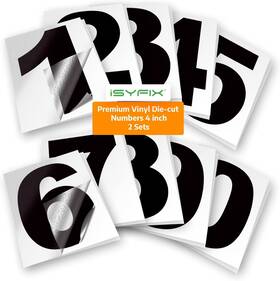 Denmb4in Isyfix Black Vinyl Numbers Stickers 4 Inch Self Adhesive 2