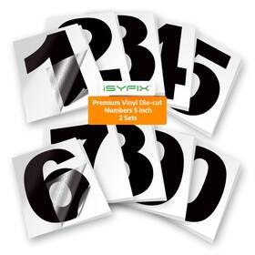 Denmblk5in Isyfix Black Vinyl Numbers Stickers - 5 Inch Self Adhesive 2