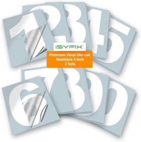 Denmw3in Isyfix White Vinyl Numbers Stickers - 3 Inch Self Adhesive 2