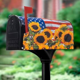 Izus 726084822603 Patriotic Sunflower Magnetic Mailbox-covers Spring-summer American-flag