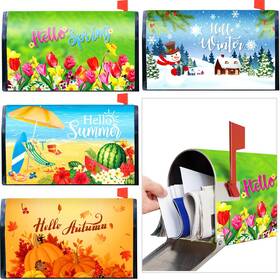 Wil-jetec-688 Jetec 4 Pcs Magnetic Mailbox Covers Standard 18x21 Inch Seasonal Wraps Waterproof Outdoor