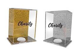 Jewfadz 653485034673 New Clear Lucite Background Charity Boxes Modern Acrylic Donation And 1 Silver