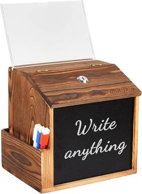 Ly002 Jinjuduo Wood Suggestion Box With Lock And Keys Locking Donation Removable Chal