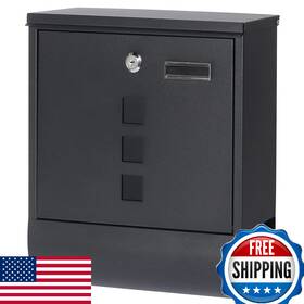 B094pvjfy4 Jssmst Locking Mailbox Wall Mount Black Secure Key Lock Large Capacity Steel
