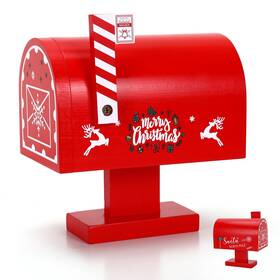 675-12965 Juleasel Wooden Christmas Mailbox With 12 Envelopes And Cards Letters To Santa