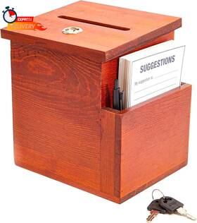 Juvale 313049137188 Wooden Suggestion Box With Lock And Keys Brown Ballot 50 Blank