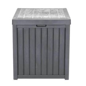 X24.5 Karl Home 151259556456 Deck Boxes 22 Inch X22 Lockable Lid Waterproof Handles Plastic Gray