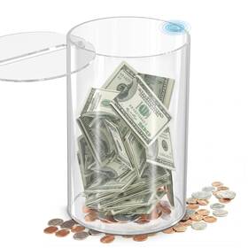 Kashkaddy 860011912644 Tarro Punta Transparente Caja Donaci N Acr Lico Con Tapa Magn Tica Ranura Dinero