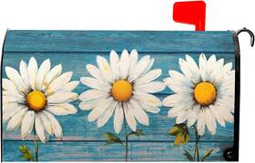 Kawani 313115952998 Spring Daisy Mailbox Covers Rustic Blue Old Wood Board Magnetic S
