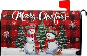 Kawani 445000758705 Merry Christmas Mailbox Covers Magnetic Winter Xmas Red Buffalo Plaid Snowman Ma